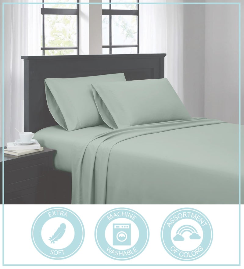 TRULY SOFT Everyday Sheet Set Green Polyester 4-Piece Queen Sheet Set, Solid Color Themed, Adult Bedding, Oeko-TEX Certified - Image 4